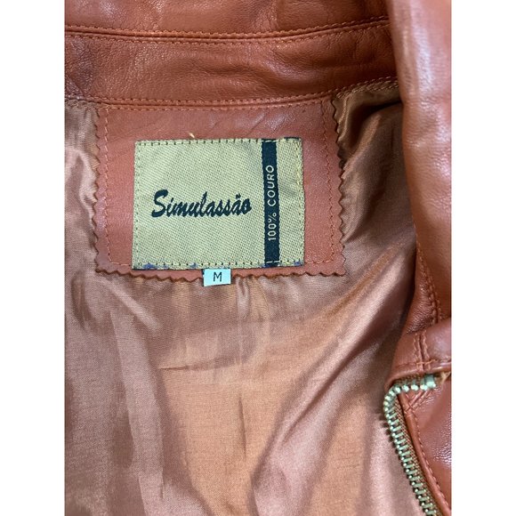 Simulassao Soft Leather Jacket Orange Fall - Picture 11 of 11